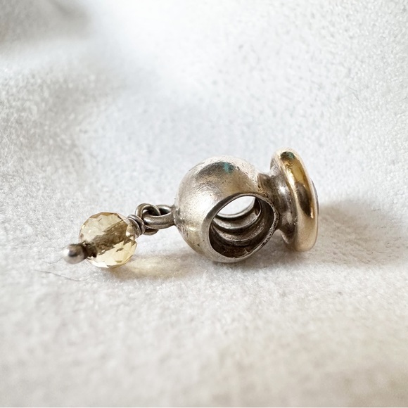 PANDORA Rare Retired Buttercup Dangle Charm w/ 14k Gold and Champagne CZ Details - Picture 8 of 10